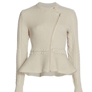 COPY - Jonathan Simkhai "Andi" Peplum Fisherman Knit Sweater, Size Medium or si…